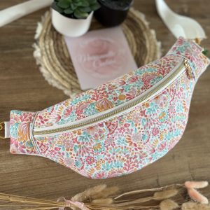 Sac banane en tissu à petites fleurs multicolores