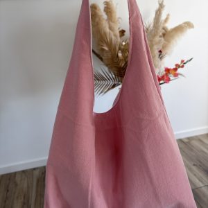 sac / tote bag / fourre tout en lin rose