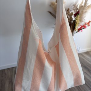 sac / tote bag / fourre tout en lin à rayures orange