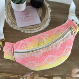 Sac banane en tissu rose jaune orange fluo
