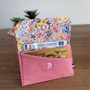 porte carte en jean rose