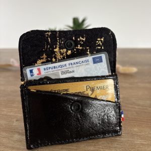 porte carte en similicuir noir