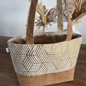 Sac cabas en liège et tissu à formes géométriques