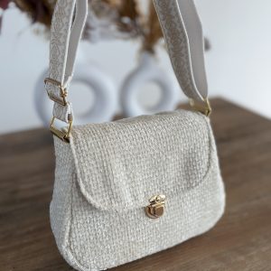 Sac à bandoulière unique en tissu beige