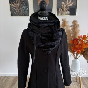 Écharpe d'hiver polaire noire et tissu léopard noir