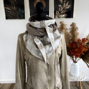 Écharpe d'hiver polaire beige et tissu à rayures crème et beige