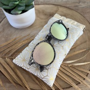étui à lunettes en tissu étoiles dorées