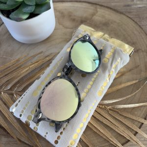 étui à lunettes en tissu avec gouttes dorées