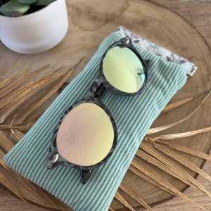 étui à lunettes en velours côtelé vert et liberty vert