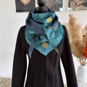 Écharpe d'hiver polaire bleu et tissu géométrique bleu
