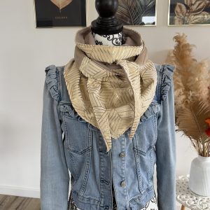 Écharpe d'hiver polaire beige et en velours géométrique doré