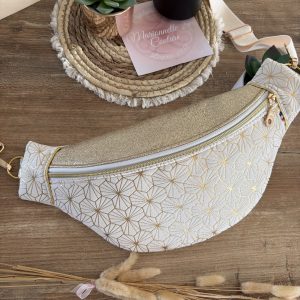Sac banane unique et original en étoiles dorées et tissu simili cuir doré