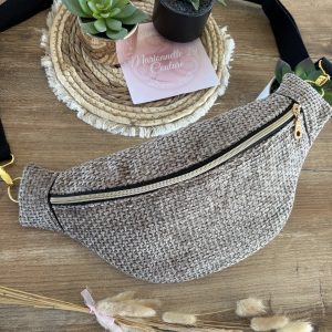 Sac banane unique et original en tissu marron