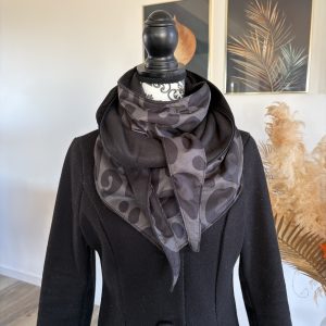 Écharpe d'hiver polaire noire et tissu léopard