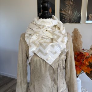 Écharpe d'hiver polaire beige et tissu écru et beige en triangle